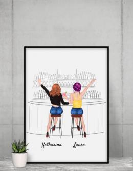 Beste Freundinnen Bar - Personalisierter Kunstdruck (Poster, Leinwand)