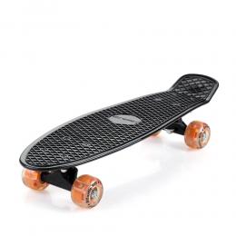Deuba Skateboard mit LED Lichtern - Schwarz & Orange - 57 cm