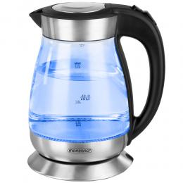 Deuba Wasserkocher Schwarz/Silberglas/Edelstahl 1.7L