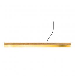 GANTlights C10 Oak Wood & Brass Pendelleuchte mit Dimmer - Eichenvollholz / Messing / warmweiß - 122x8x8 cm