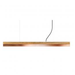 GANTlights C10 Oak Wood & Copper Pendelleuchte mit Dimmer - Eichenvollholz / Kupfer / kaltweiß - 122x8x8 cm