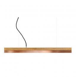 GANTlights C2o Oak Wood & Copper Pendelleuchte mit Dimmer - Eichenvollholz / Kupfer / kaltweiß - 92x7x7 cm