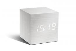 Gingko Cube Click Clock White Wecker - white / LED weiß - 6,8x6,8x6,8 cm