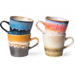 HK living 70´s Ceramic Americano Tassen 4er-Set - multicolour 2 - 4er-Set: 260 ml - Ø 8,5 cm - 11,5x8,5x8 cm