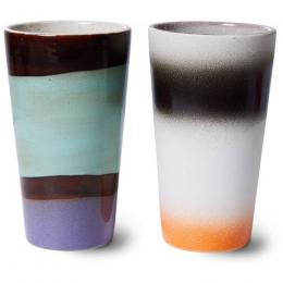 HK living 70's ceramics Milchbecher 2er-Set - multicolour - 2er-Set: 280 ml - Ø 7,5 cm - 7,5x7,5x13 cm