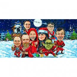 Karikatur vom Foto - Gruppe Sternenkrieger an Weihnachten (cju670)