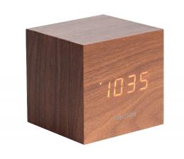 Karlsson Mini Cube Wecker - dark wood veneer mit weißem LED - 8 x 8 x 8 cm