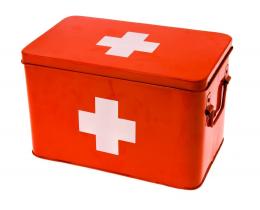 Present Time Storage Medicine Aufbewahrungsbox - rot mit weißem Kreuz - 31,5 x 19 x 21 cm