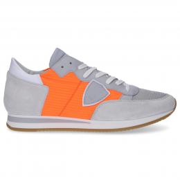Sneaker low TROPEZ  Kalbsleder Logo Patch grau orange