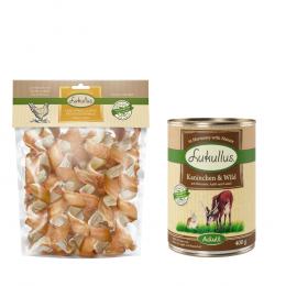 20 x 10 cm Lukullus Kauspirale + 6 x 400 g Naturkost MP Adult GRATIS! Kauspirale Huhn + MP Kaninchen & Wild GRATIS!