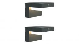2er Set Solar-Wandleuchte mit PIR, Gun Grey