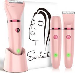 3-in-1 Ladyshave Gesicht - Achseln - Beine - Bikinizone - Sansbeauté® - Rasierer Frau - Elektrischer Epilierer - Gesichtshaarentfernung Damen - Trimmer Frau - Ladyshaves Bikini - USB Wiederaufladbar