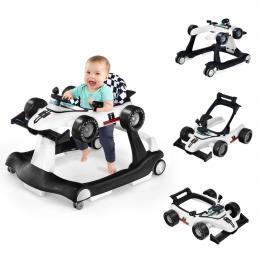 4-in-1-Kinderwagen mit verstellbarer Höhe und Geschwindigkeit Babywagen mit Anti-Rutsch-Pads Zusammenklappbarer Lauflernwagen Schwarz/Gelb/Blau/Grau/Weiß/Rot