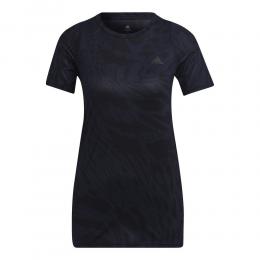 adidas Fast All Over Print Laufshirt Damen - Blau, Schwarz, Größe S