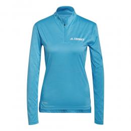 adidas Muscle Half-Zip Longsleeve Damen - Blau, Gr&ouml;&szlig;e L