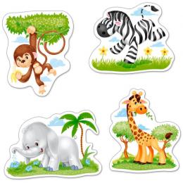 African Animals - 4x Puzzle 3+4+6+9 Teile