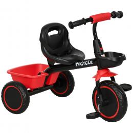 AIYAPLAY Dreirad Kinderdreirad Kinderfahrrad mit Beckengurt Pedalen, Fahrradkorb, Kinderrad mit höhenverstellbarer Sitz für 2-5 Jahre Schwarz+Rot
