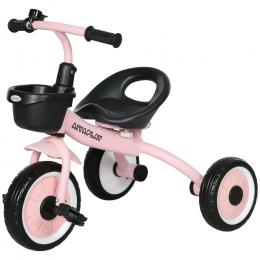 AIYAPLAY Dreirad, Kinderfahrrad mit verstellbarer Sitz, Laufrad mit Fahrradkorb, Klingel, Kinderrad mit Pedalen,für Kinder 2-5 Jahre, Metall, Rosa