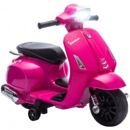 AIYAPLAY Elektro Motorrad Kinder Vespa 6V Elektromotorrad mit St&uuml;tzr&auml;dern, Scheinwerfer, Kindermotorrad mit Hupe 2,5 km/h Motorrad f&uuml;r Kinder von 2-6 Jahren, Rosa   Aosom