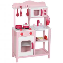 AIYAPLAY Kinderk&uuml;che Spielk&uuml;che mit Backofen, Herd, Sp&uuml;le, Puppenk&uuml;che mit K&uuml;chenzubeh&ouml;r, Soundfunktion Spielset f&uuml;r 3-6 Jahre Kinder, Rosa   Aosom
