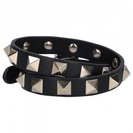 Armband ROCKSTUD Kalbsleder Nieten schwarz