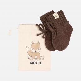 Baby-Hausschuhe aus Merinowolle in Mokka