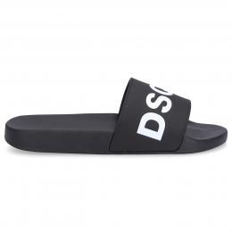 Badesandalen DUNE  Gummi Logo schwarz weiß