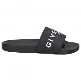 Badeschuhe SLIDE Gummi Logo schwarz