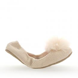 Ballerinas Faltbar ANDI  Lammleder Logo beige