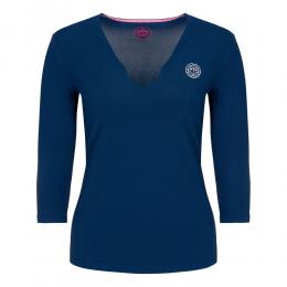 BIDI BADU Ariana Tech V-Neck Longsleeve Damen - Dunkelblau, Wei&szlig;, Gr&ouml;&szlig;e XL