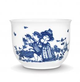 Björn Wiinblad Rosegarden Übertopf - blau - Höhe 12 cm - Ø16,5 cm