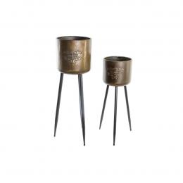 Blumentopfset DKD Home Decor Schwarz Champagner Metallic Metall Loft 30 x 40 cm 25 x 25 x 80,5 cm (2 St&uuml;ck)