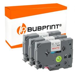 Bubprint 3 schriftbänder Kompatibel für Brother TZE-232 Rot auf Weiss