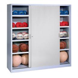 C+P Ballschrank mit Vollblech-Schiebet&uuml;ren (Typ 4), HxBxT: 195x120x60 cm, Lichtgrau (RAL 7035), Lichtgrau (RAL 7035), Einzelschlie&szlig;ung