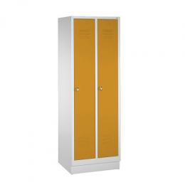C+P Garderobenschrank S 2000 Classic, Abteilbreite 30 cm mit 10 cm hohem Sockel, Goldgelb (RAL 1004), 180x61x50 cm/ 2 Abteile