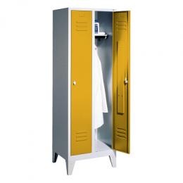 C+P Garderobenschrank S 2000 Classic, Abteilbreite 30 cm mit 15 cm hohen Füßen, Verkehrsgelb (RAL 1023), 185x61x50 cm/ 2 Abteile