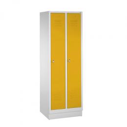 C+P Garderobenschrank S 2000 Classic, Abteilbreite 40 cm mit 10 cm hohem Sockel, Verkehrsgelb (RAL 1023), 180x81x50 cm/ 2 Abteile