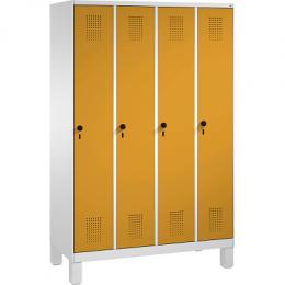 C+P Garderobenschrank S 3000 Evolo, Abteilbreite 30 cm, mit Füßen, Goldgelb (RAL 1004), 185x120x50 cm/ 4 Abteile