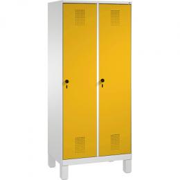 C+P Garderobenschrank S 3000 Evolo, Abteilbreite 40 cm, mit Füßen, Verkehrsgelb (RAL 1023), 185x80x50 cm/ 2 Abteile