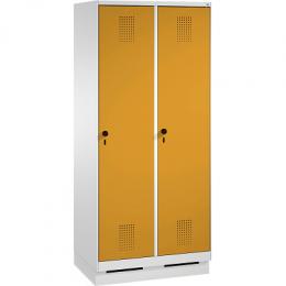 C+P Garderobenschrank S 3000 Evolo, Abteilbreite 40 cm, mit Sockel, Goldgelb (RAL 1004), 180x80x50 cm/ 2 Abteile