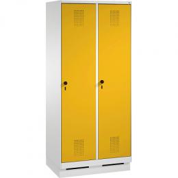 C+P Garderobenschrank S 3000 Evolo, Abteilbreite 40 cm, mit Sockel, Verkehrsgelb (RAL 1023), 180x80x50 cm/ 2 Abteile