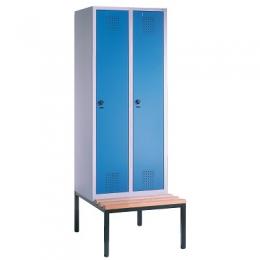 C+P Garderobenschrank S3000 Evolo mit Sitzbank, 209x80x50 cm/ 2 Abteile, 40 cm