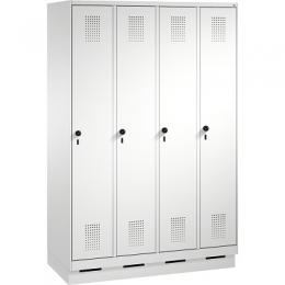C+P Garderobenschrank S3000 Evolo mit Sockel, 180x120x50 cm/ 4 Abteile, 30 cm