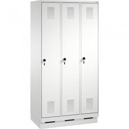 C+P Garderobenschrank S3000 Evolo mit Sockel, 180x90x50 cm/ 3 Abteile, 30 cm
