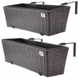 Casa Polyrattan Pflanzgefäß - 2er Set - Braun