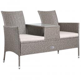 Casaa Gartenbank/Liebesbank mit Kasten/Tisch mit Sitzkissen 143x64x87cm - Grau