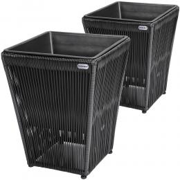 Casaria Blumenkasten Acapulco 2er Set schwarz 36x36x40cm