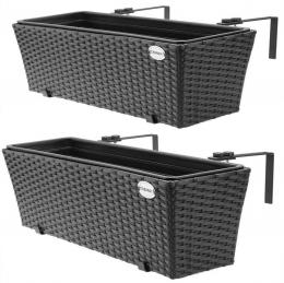 Casaria Polyrattan Pflanzgefäß - 2er Set - Schwarz