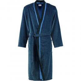 CAWÖ 4839 Herren Velours-Kimono mit Schalkragen - blau-schwarz - 50 (M)