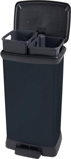 Curver Duo Decobin Bin - 23L+23L - Rechteckig - Schwarz